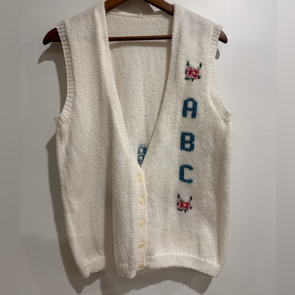 HANDMADE‎ ABC Teacher Knit Vest Size M